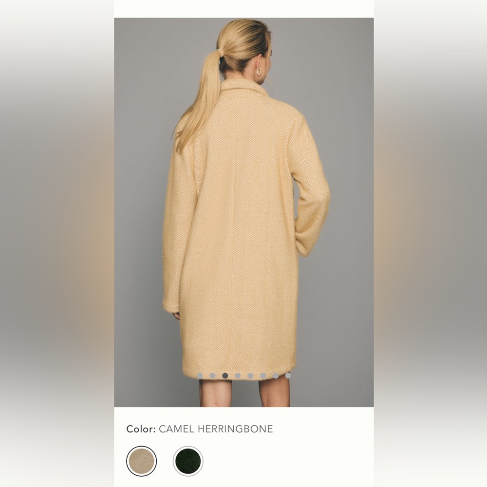 Sanctuary For Anthropologie Camel Herringbone Long Coat - Picture 8 of 13